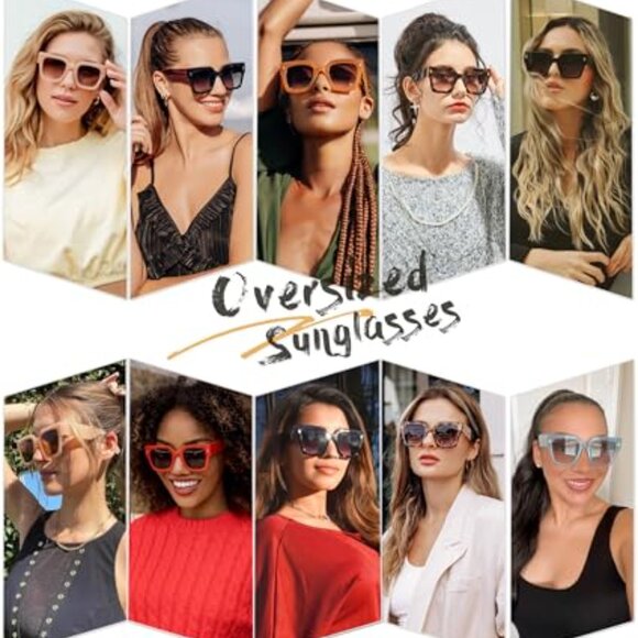Vintage Oversized Square Sunglasses Retro Chic UV400 Protection Y2K Style main image 8
